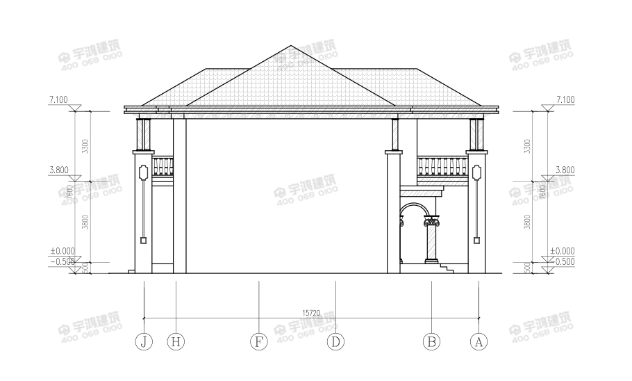240平兩層帶堂屋自建房設(shè)計(jì)圖紙