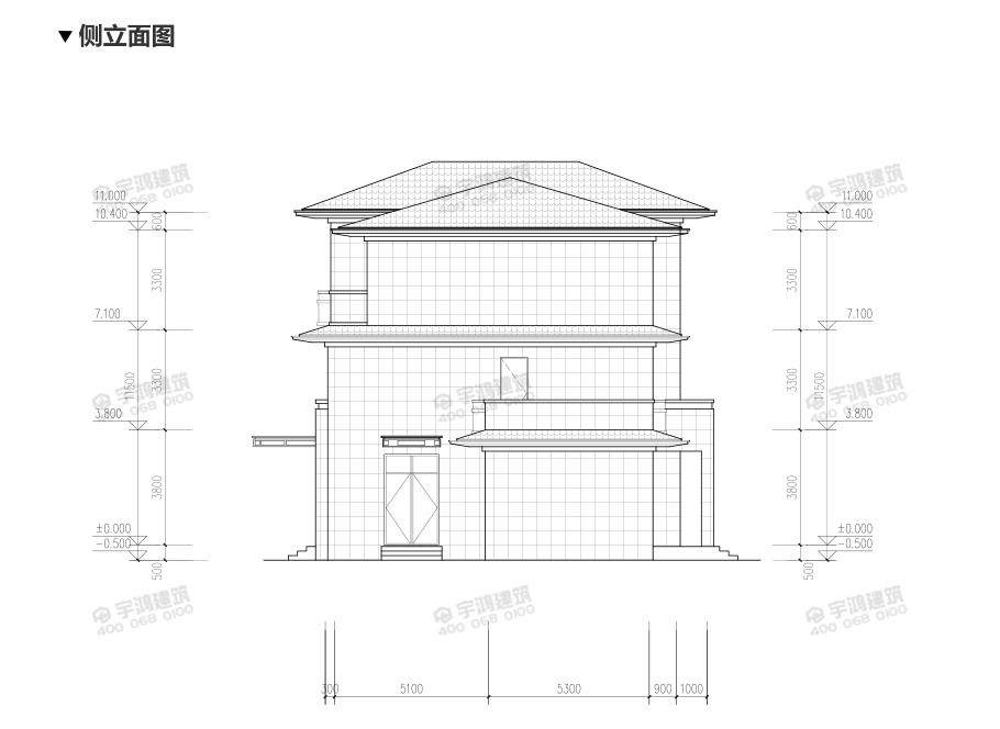 新亞洲風(fēng)格三層農(nóng)村自建別墅設(shè)計(jì)圖紙