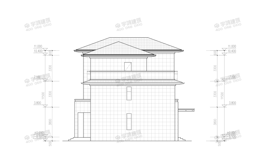 新亞洲風(fēng)格三層農(nóng)村自建別墅設(shè)計(jì)圖紙