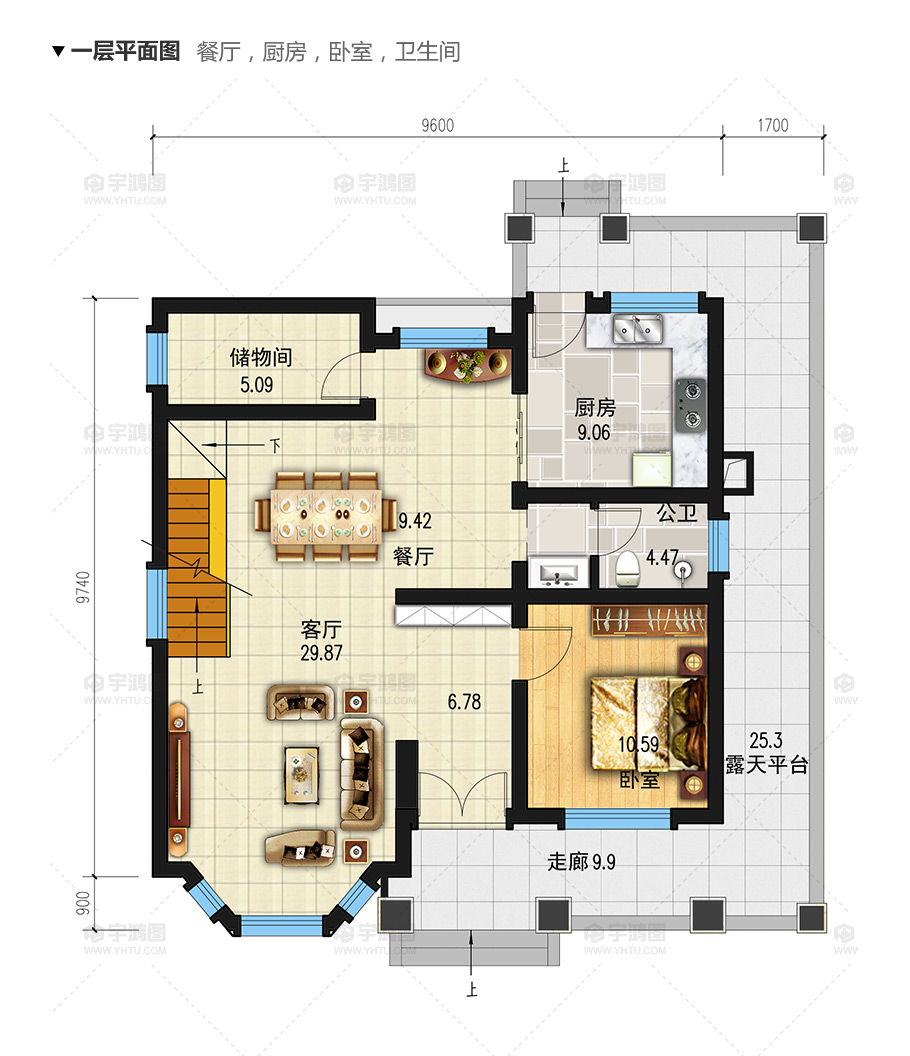 90平帶地下室歐式農村別墅設計圖，造價20萬還帶閣樓